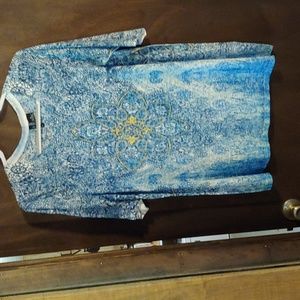 Bejeweled Blue, White and Yellow Shirt